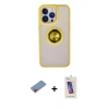 MARSİLYAN™- iPhone 13 Pro Max Kılıf Yörünge Çizgi - Siyah Joko 5D Cam + Shine Kamera Lens Koruma Cam - PE