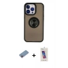 MARSİLYAN™- iPhone 13 Pro Max Kılıf Yörünge Çizgi - Siyah Joko 5D Cam + Shine Kamera Lens Koruma Cam - PE