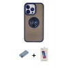 MARSİLYAN™- iPhone 13 Pro Max Kılıf Yörünge Çizgi - Siyah Joko 5D Cam + Shine Kamera Lens Koruma Cam - PE