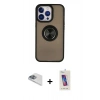 MARSİLYAN™- iPhone 13 Pro Max Kılıf Yörünge Çizgi - Siyah Joko 5D Cam + Pers Alüminyum Kamera Lens - SABE