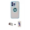 MARSİLYAN™- iPhone 13 Pro Max Kılıf Yörünge Çizgi - Siyah Joko 5D Cam + Rainbow Kamera Lens Koruma Cam - KI