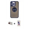 MARSİLYAN™- iPhone 13 Pro Max Kılıf Yörünge Çizgi - Siyah Joko 5D Cam + Rainbow Kamera Lens Koruma Cam - KI