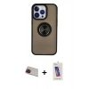 MARSİLYAN™- iPhone 13 Pro Max Kılıf Yörünge Çizgi - Siyah Joko 5D Cam + Rainbow Kamera Lens Koruma Cam - KI