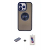 MARSİLYAN™- iPhone 13 Pro Max Kılıf Yörünge Çizgi - Siyah Joko 5D Cam + Renkli Kamera Lens Koruma Cam - PE