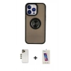 MARSİLYAN™- iPhone 13 Pro Max Kılıf Yörünge Çizgi - Siyah Joko 5D Cam + Shine Kamera Lens - GD