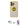 MARSİLYAN™- iPhone 13 Pro Max Kılıf Yörünge Çizgi - Siyah Joko 5D Cam + Pers Alüminyum Kamera Lens - SABE
