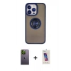 MARSİLYAN™- iPhone 13 Pro Max Kılıf Yörünge Çizgi - Siyah Joko 5D Cam + Neon Fosforlu Kamera Lens - YL