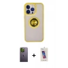 MARSİLYAN™- iPhone 13 Pro Max Kılıf Yörünge Çizgi - Siyah Joko 5D Cam + Neon Fosforlu Kamera Lens - YL