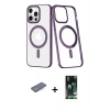 MARSİLYAN™- iPhone 13 Pro Max Kılıf Yörünge Minimal - Şeffaf 360 Full Body Arka Koruyucu + Renkli Kamera Lens Koruma Cam - MI