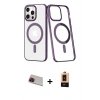 MARSİLYAN™- iPhone 13 Pro Max Kılıf Yörünge Minimal - Şeffaf Maxco Cam Ekran Koruyucu + Kırmızı Rainbow Kamera Lens Koruma Cam
