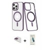 MARSİLYAN™- iPhone 13 Pro Max Kılıf Yörünge Minimal - Şeffaf Pasifik Cam Ekran Koruyucu + Pers Alüminyum Kamera Lens - GI