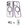 MARSİLYAN™- iPhone 13 Pro Max Kılıf Yörünge Minimal - Şeffaf Pasifik Cam Ekran Koruyucu + Mavi Rainbow Kamera Lens Koruma Cam