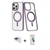 MARSİLYAN™- iPhone 13 Pro Max Kılıf Yörünge Minimal - Şeffaf Pasifik Cam Ekran Koruyucu + Pers Alüminyum Kamera Lens - LT