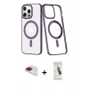 MARSİLYAN™- iPhone 13 Pro Max Kılıf Yörünge Minimal - Şeffaf Pasifik Cam Ekran Koruyucu + Pers Alüminyum Kamera Lens - KI