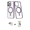 MARSİLYAN™- iPhone 13 Pro Max Kılıf Yörünge Minimal - Şeffaf Pasifik Cam Ekran Koruyucu + Pers Alüminyum Kamera Lens - GD