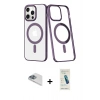 MARSİLYAN™- iPhone 13 Pro Max Kılıf Yörünge Minimal - Şeffaf Pasifik Cam Ekran Koruyucu + Pers Alüminyum Kamera Lens - SABE