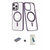 MARSİLYAN™- iPhone 13 Pro Max Kılıf Yörünge Minimal - Şeffaf Pasifik Cam Ekran Koruyucu + Renkli Kamera Lens Koruma Cam - TU