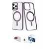 MARSİLYAN™- iPhone 13 Pro Max Kılıf Yörünge Minimal - Siyah 3D Antistatik Cam Ekran Koruyucu + Pers Alüminyum Kamera Lens - KI