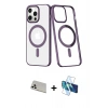 MARSİLYAN™- iPhone 13 Pro Max Kılıf Yörünge Minimal - Siyah 3D Antistatik Cam Ekran Koruyucu + Rainbow Kamera Lens Koruma Cam - BZ