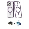MARSİLYAN™- iPhone 13 Pro Max Kılıf Yörünge Minimal - Siyah 3D Antistatik Cam Ekran Koruyucu + Raze Metal Kamera Lens - GD