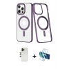 MARSİLYAN™- iPhone 13 Pro Max Kılıf Yörünge Minimal - Siyah 3D Antistatik Cam Ekran Koruyucu + Shine Kamera Lens - GD