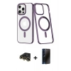 MARSİLYAN™- iPhone 13 Pro Max Kılıf Yörünge Minimal - Siyah 3D Antistatik Hayalet Cam Ekran Koruyucu + Raze Metal Kamera Lens - GD