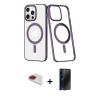 MARSİLYAN™- iPhone 13 Pro Max Kılıf Yörünge Minimal - Siyah 3D Antistatik Hayalet Cam Ekran Koruyucu + Pers Alüminyum Kamera Lens - KI