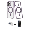 MARSİLYAN™- iPhone 13 Pro Max Kılıf Yörünge Minimal - Siyah 3D Antistatik Hayalet Cam Ekran Koruyucu + Pers Alüminyum Kamera Lens - LT