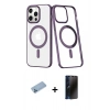 MARSİLYAN™- iPhone 13 Pro Max Kılıf Yörünge Minimal - Siyah 3D Antistatik Hayalet Cam Ekran Koruyucu + Shine Kamera Lens Koruma Cam - MI