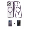 MARSİLYAN™- iPhone 13 Pro Max Kılıf Yörünge Minimal - Siyah 3D Antistatik Hayalet Cam Ekran Koruyucu + Neon Fosforlu Kamera Lens - MI