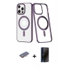 MARSİLYAN™- iPhone 13 Pro Max Kılıf Yörünge Minimal - Siyah 3D Antistatik Hayalet Cam Ekran Koruyucu + Renkli Kamera Lens Koruma Cam - TU