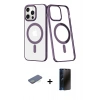 MARSİLYAN™- iPhone 13 Pro Max Kılıf Yörünge Minimal - Siyah 3D Antistatik Hayalet Cam Ekran Koruyucu + Renkli Kamera Lens Koruma Cam - YL