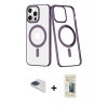 MARSİLYAN™- iPhone 13 Pro Max Kılıf Yörünge Minimal - Siyah 6D Mat Seramik Hayalet Nano Ekran Koruyucu + Pers Alüminyum Kamera Lens - LT