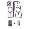 MARSİLYAN™- iPhone 13 Pro Max Kılıf Yörünge Minimal - Siyah 6D Mat Seramik Hayalet Nano Ekran Koruyucu + Mavi Neon Fosforlu Kamera Lens