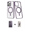 MARSİLYAN™- iPhone 13 Pro Max Kılıf Yörünge Minimal - Siyah Bilvis 3D Cam Ekran Koruyucu + Neon Fosforlu Kamera Lens - BZ