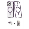 MARSİLYAN™- iPhone 13 Pro Max Kılıf Yörünge Minimal - Siyah Bilvis 3D Cam Ekran Koruyucu + Pers Alüminyum Kamera Lens - GI