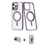 MARSİLYAN™- iPhone 13 Pro Max Kılıf Yörünge Minimal - Siyah Bilvis 3D Cam Ekran Koruyucu + Rainbow Kamera Lens Koruma Cam - KI