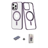 MARSİLYAN™- iPhone 13 Pro Max Kılıf Yörünge Minimal - Siyah Bilvis 3D Cam Ekran Koruyucu + Renkli Kamera Lens Koruma Cam - MI