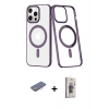 MARSİLYAN™- iPhone 13 Pro Max Kılıf Yörünge Minimal - Siyah Bilvis 3D Cam Ekran Koruyucu + Renkli Kamera Lens Koruma Cam - PE