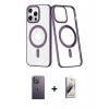 MARSİLYAN™- iPhone 13 Pro Max Kılıf Yörünge Minimal - Siyah Bilvis 3D Mat Cam Ekran Koruyucu + Neon Fosforlu Kamera Lens - BZ