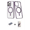 MARSİLYAN™- iPhone 13 Pro Max Kılıf Yörünge Minimal - Siyah Bilvis 3D Mat Cam Ekran Koruyucu + Renkli Kamera Lens Koruma Cam - SI