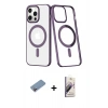 MARSİLYAN™- iPhone 13 Pro Max Kılıf Yörünge Minimal - Siyah Bilvis 3D Mat Cam Ekran Koruyucu + Shine Kamera Lens Koruma Cam - PE
