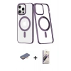 MARSİLYAN™- iPhone 13 Pro Max Kılıf Yörünge Minimal - Siyah Bilvis 3D Mat Cam Ekran Koruyucu + Renkli Kamera Lens Koruma Cam - TU
