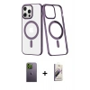 MARSİLYAN™- iPhone 13 Pro Max Kılıf Yörünge Minimal - Siyah Bilvis 3D Mat Cam Ekran Koruyucu + Neon Fosforlu Kamera Lens - YL