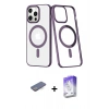 MARSİLYAN™- iPhone 13 Pro Max Kılıf Yörünge Minimal - Siyah Bilvis 5in1 3D Magic Cam Ekran Koruyucu + Renkli Kamera Lens Koruma Cam - MI
