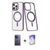 MARSİLYAN™- iPhone 13 Pro Max Kılıf Yörünge Minimal - Siyah Bilvis 5in1 3D Magic Cam Ekran Koruyucu + Neon Fosforlu Kamera Lens - MI