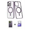 MARSİLYAN™- iPhone 13 Pro Max Kılıf Yörünge Minimal - Siyah Bilvis 5in1 5D Magic Hayalet Cam Ekran Koruyucu + Neon Fosforlu Kamera Lens - YL
