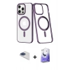 MARSİLYAN™- iPhone 13 Pro Max Kılıf Yörünge Minimal - Siyah Bilvis 5in1 5D Magic Hayalet Cam Ekran Koruyucu + Pers Alüminyum Kamera Lens - LT