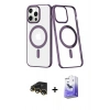 MARSİLYAN™- iPhone 13 Pro Max Kılıf Yörünge Minimal - Siyah Bilvis 5in1 5D Magic Hayalet Cam Ekran Koruyucu + Raze Metal Kamera Lens - GD