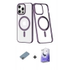 MARSİLYAN™- iPhone 13 Pro Max Kılıf Yörünge Minimal - Siyah Bilvis 5in1 5D Magic Hayalet Cam Ekran Koruyucu + Gökkuşağı Shine Kamera Lens Koruma Cam